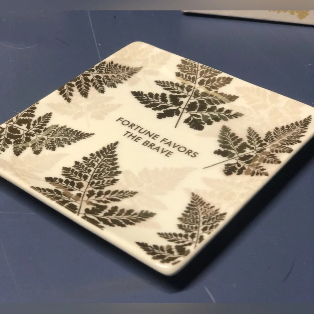 Fringe Decorative Tray-Fortune Favors The Brave with leaves with original box